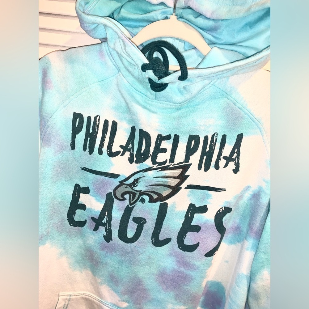 NFL Philadelphia Eagles Tie Dye Hoodie Blue Women’s Size Large - Picture 9 of 10